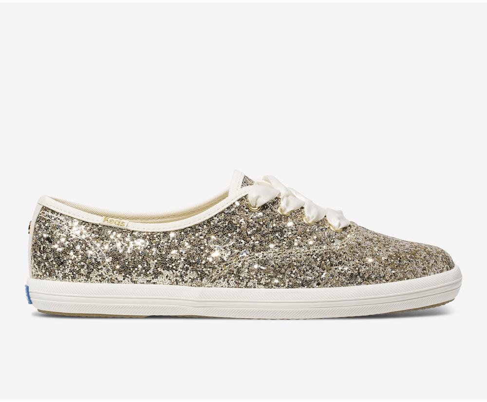 Women's Keds x kate spade new york Champion Glitter Wedding Shoes Platinum Gold 6892041GA - South Af